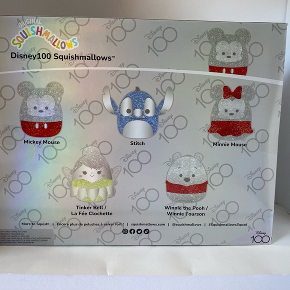 Disney 100 5" Squishmallows 5-pack Set Mickey Minnie Stitch Pooh Tink - Picture 2 of 2